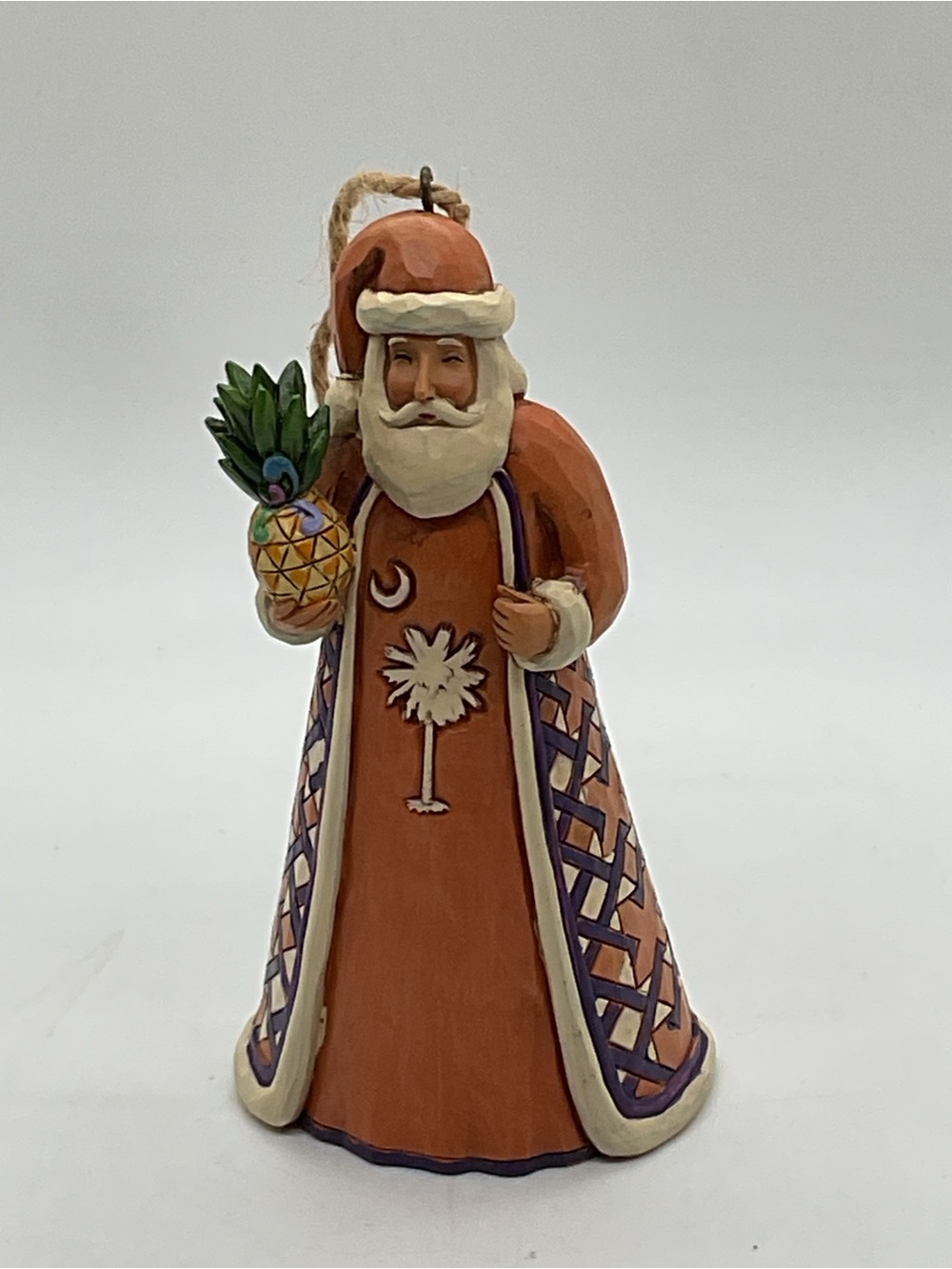 Jim Shore South Carolina Orange & Purple Santa Claus Holiday Ornament